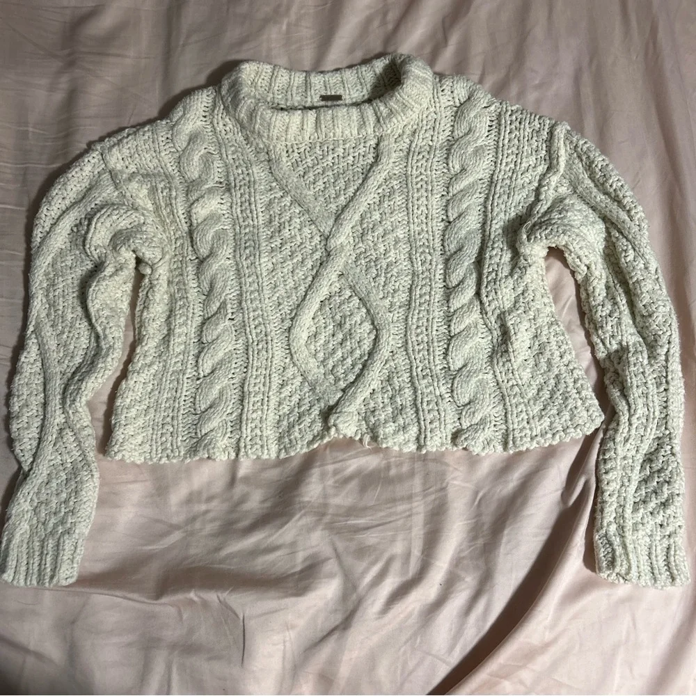 Free People Cutting Edge Cotton Cable Sweater Size XS - Picture 2 of 5